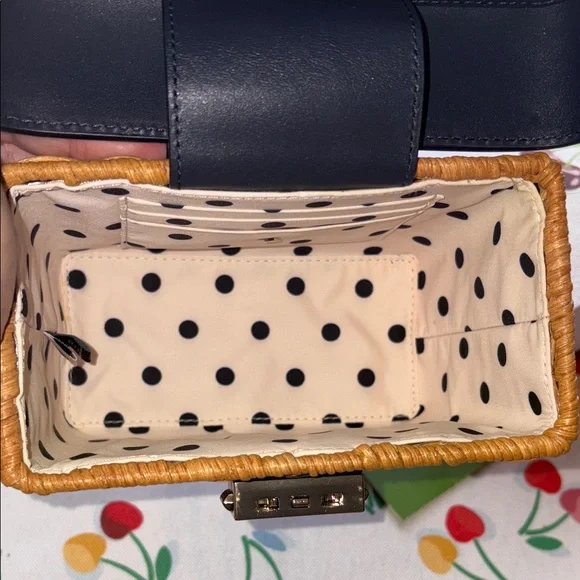 Kate Spade Blazer Blue Voyage Wicker Small Top Handle with/Strap EUC!! - Picture 6 of 15